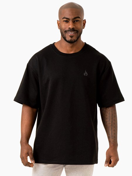 Ryderwear Throwback Oversized Fleece T-Shirt Čierne | OHBYG2078